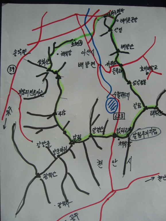 산행기 - 아산 배방산에서 태화산~망경산거쳐 암봉인 설화산까지 20km 원형종주