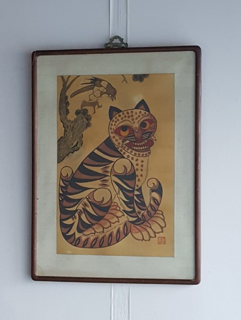 새해 기쁜소식을 전해주는 까치호랑이 그림